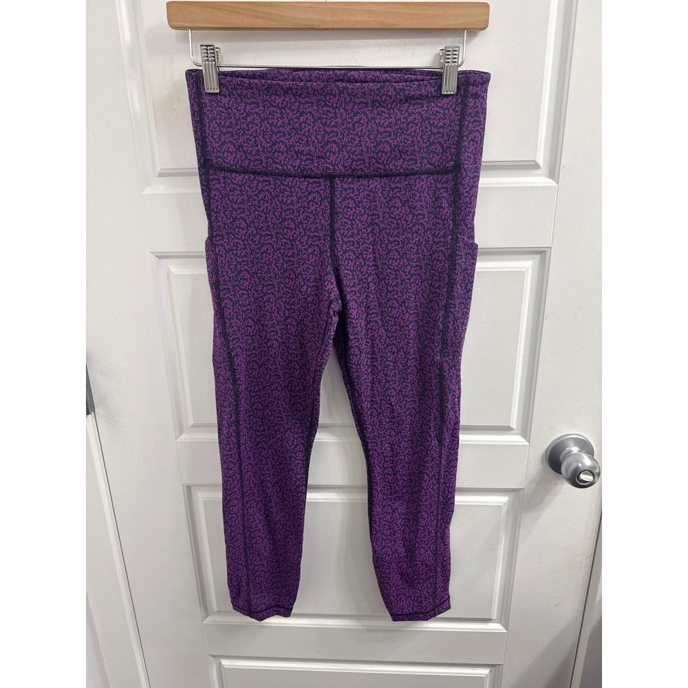 3/$30 Athleta Ultimate Stash Pocket Textured 7/8‎ Tight Purple Black Leggings M